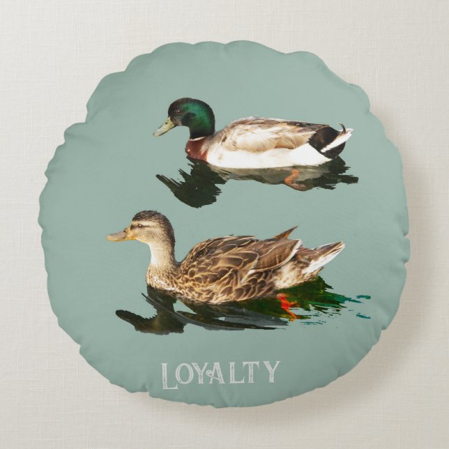 Ducks mallards round pillow (Front)