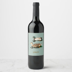 Ducks mallards wine label