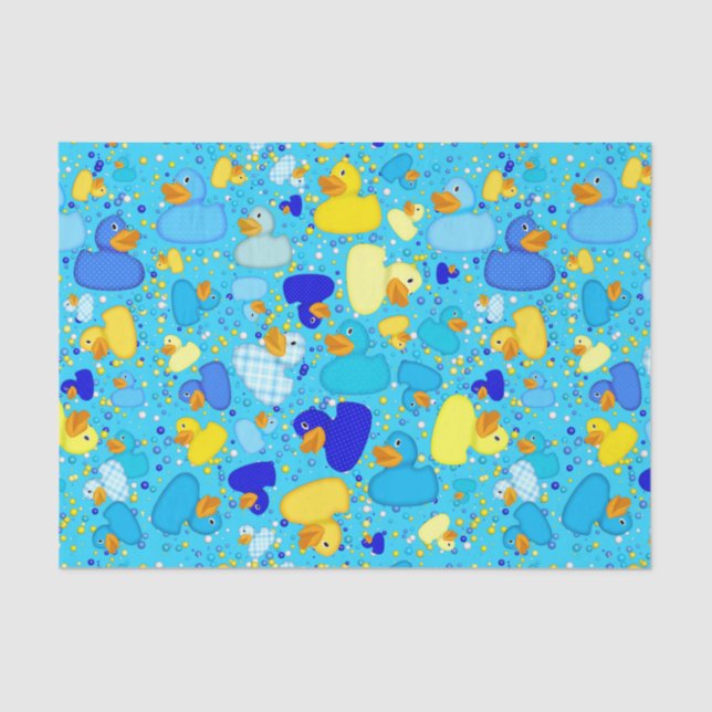 Ducks-n-Dots-Style-3-Blue 2-TISSUE WRAP PAPER (Front)
