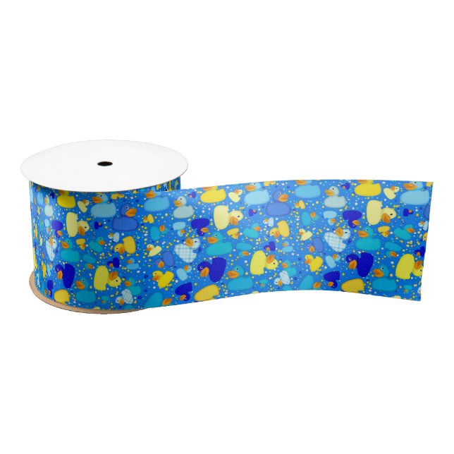 Ducks-n-Dots-Style-3-Blue 3-SATIN RIBBON SPOOL (Spool)