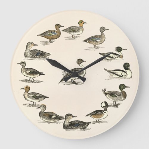 Ducks of North America Illustrations Large Clock