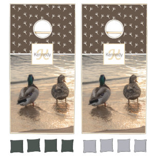 Ducks on beach cornhole set