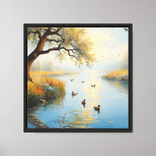 Ducks on Tranquil Water – Scenic Nature Canvas 