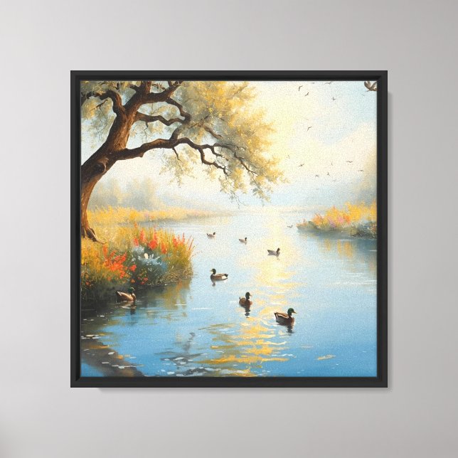 Ducks on Tranquil Water – Scenic Nature Canvas  (Front)