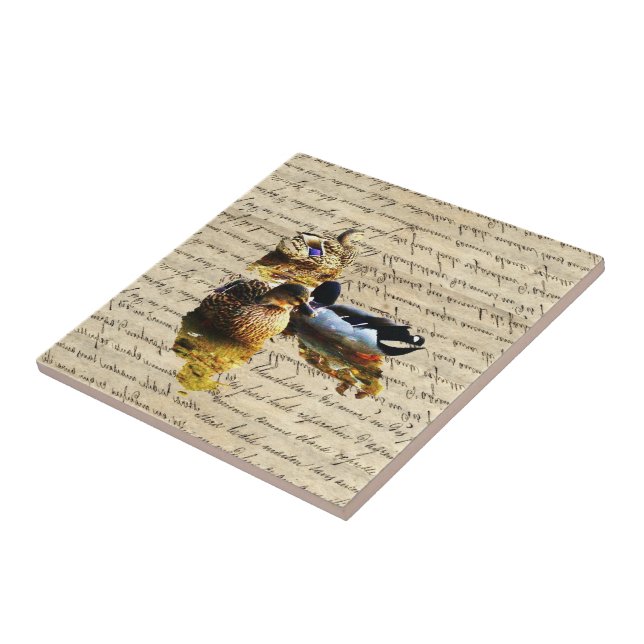 Ducks on vintage paper tile (Side)