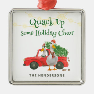 Ducks Quack Up Some Holiday Cheer Metal Ornament