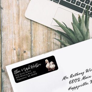 Ducks Return Address Labels Black and White