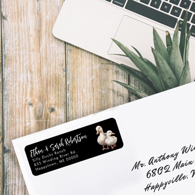 Ducks Return Address Labels Black and White (Creator Uploaded)