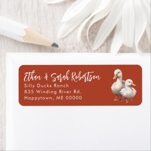 Ducks Return Address Labels Rust Orange