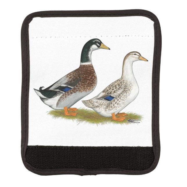 Ducks:  Silver Appleyard Luggage Handle Wrap (Front)
