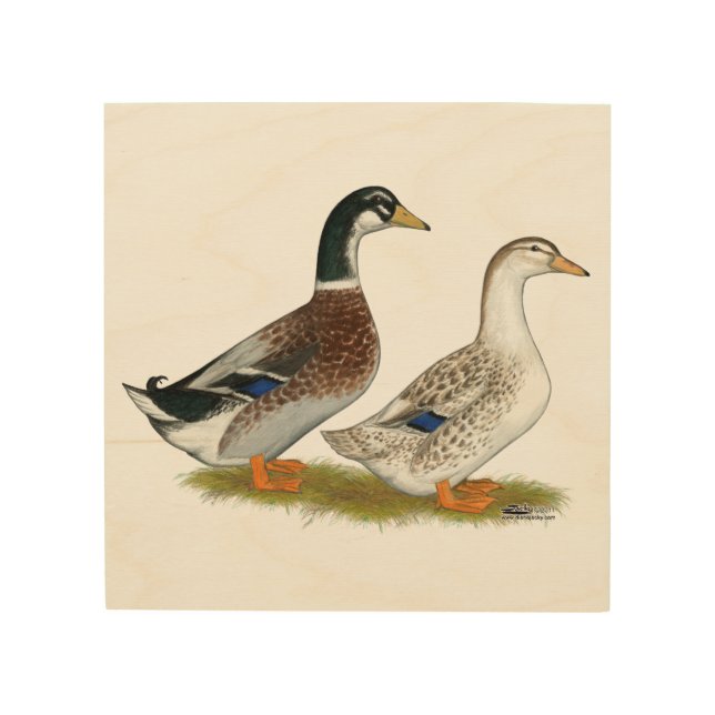 Ducks:  Silver Appleyard Wood Wall Decor (Front)