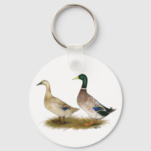 Ducks:  Silver Welsh Harlequin Keychain
