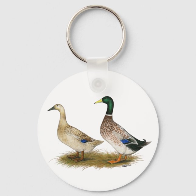 Ducks:  Silver Welsh Harlequin Keychain (Front)