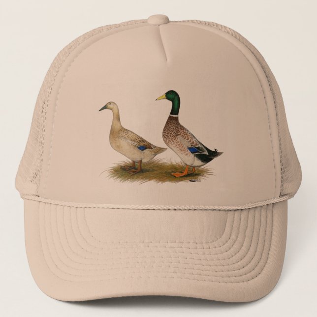 Ducks:  Silver Welsh Harlequin Trucker Hat (Front)