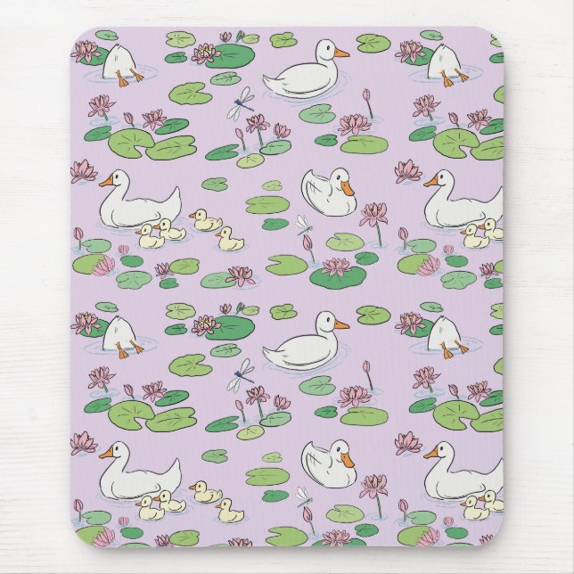 Ducks & Waterlily Lavender Mousepad (Front)