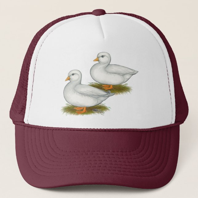 Ducks:  White Calls Trucker Hat (Front)