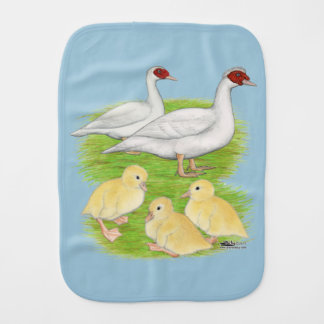 Ducks White Muscovy Family Burp Cloth