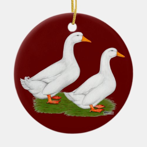 Ducks  White Pekins Ceramic Ornament