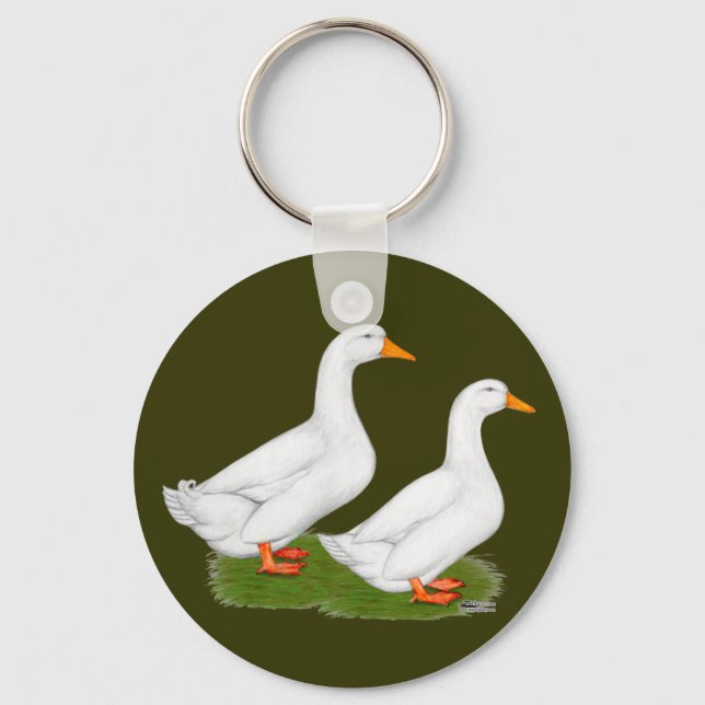 Ducks:  White Pekins Keychain (Front)