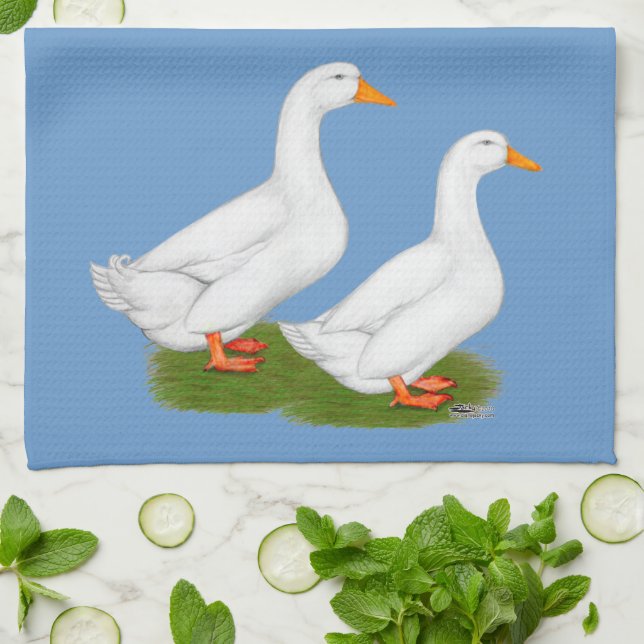 Ducks:  White Pekins Towel (Folded)