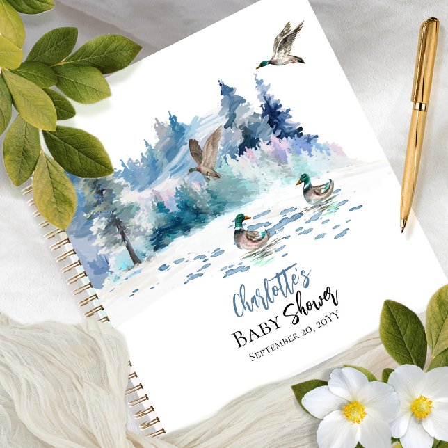 Ducks Woodland Forest Boy Baby Shower Guestbook Notebook (Creator Uploaded)