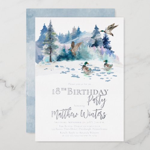 Ducks Woodland Forest Nature 18th Birthday Party Foil Invitation