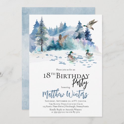 Ducks Woodland Forest Nature 18th Birthday Party Invitation