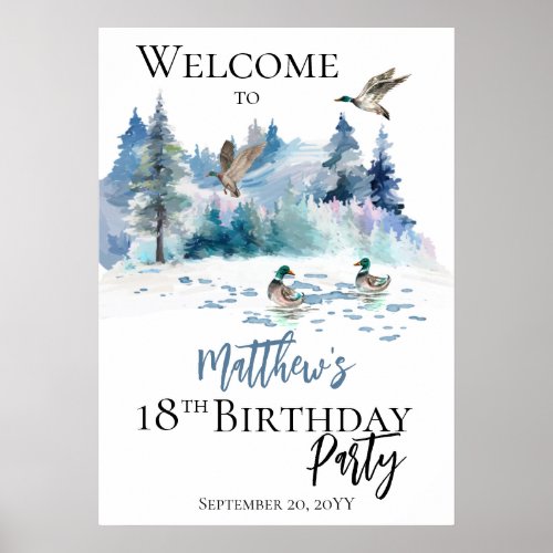 Ducks Woodland Forest Nature 18th Birthday Party P Poster