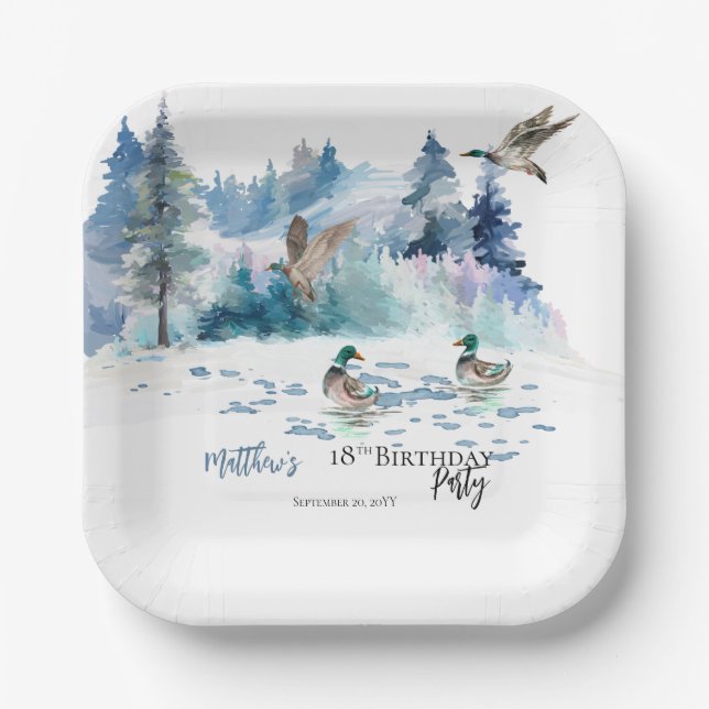 Ducks Woodland Forest Nature 18th Birthday Party Paper Plates (Front)