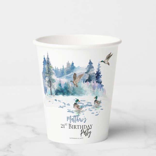 Ducks Woodland Forest Nature 21st Birthday Party Paper Cups (Front)