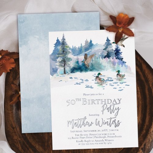 Ducks Woodland Forest Nature 50th Birthday Party Foil Invitation