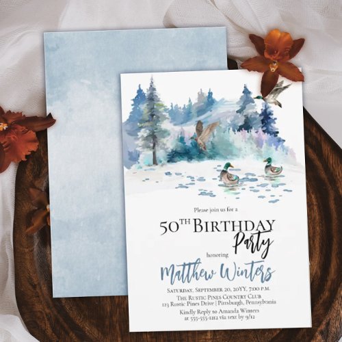 Ducks Woodland Forest Nature 50th Birthday Party Invitation