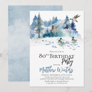 Ducks Woodland Forest Nature 80th Birthday Party Invitation
