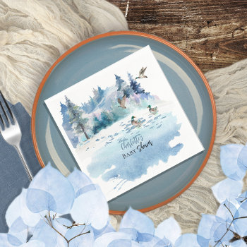 Ducks Woodland Forest Nature Boy Baby Shower Napkins by holidayhearts at Zazzle