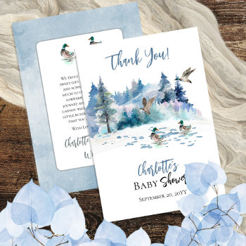 Ducks Woodland Forest Nature Boy Baby Shower Thank You Card by holidayhearts at Zazzle