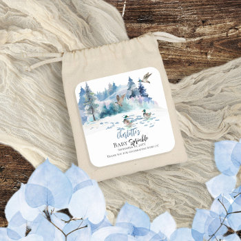 Ducks Woodland Forest Nature Boy Baby Sprinkle Square Sticker by holidayhearts at Zazzle