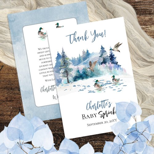 Ducks Woodland Forest Nature Boy Baby Sprinkle Thank You Card