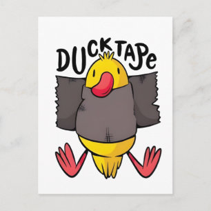 Ducktape Funny Kawaii Duck Wrapped in Tape Holiday Postcard