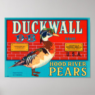 Duckwall Hood River Pears Vintage Crate Label Poster