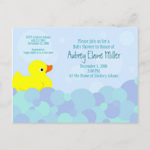 Ducky Bubble Bath Invitation Postcard