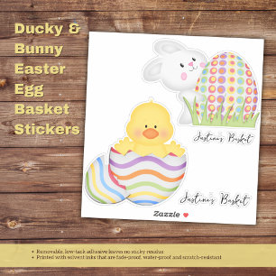 Ducky & Bunny Easter Egg Basket Stickers
