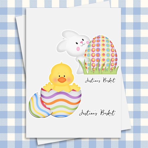 Ducky  Bunny Easter Egg Basket Stickers