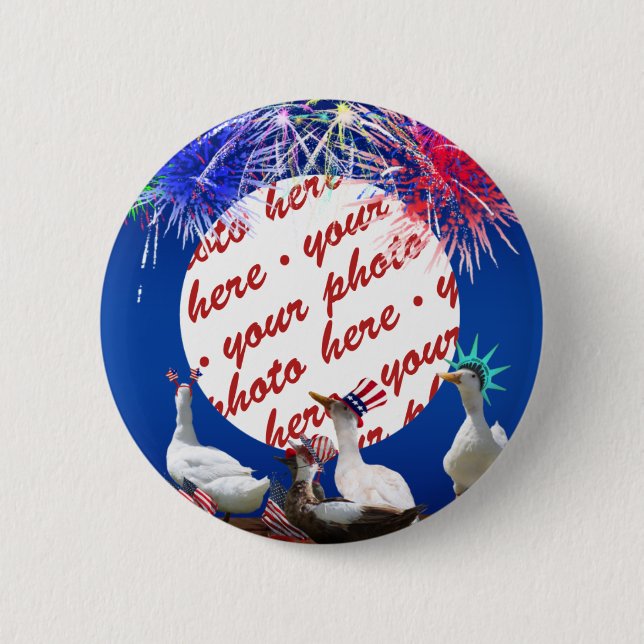 Ducky Celebration for the 4th of July Frame Button (Front)