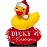 Ducky Christmas Santa Rubber Duck Cutout<br><div class="desc">We wish you a very Ducky Christmas and a Happy New Year! This cute Yellow Rubber Ducky Santa makes a fun stocking stuffer! Matching holiday dinners plates, mugs, invites and binders available. Contact me if you need special personalization on this item or want this design placed onto another product: cheryl@cheryldanielsart.com....</div>