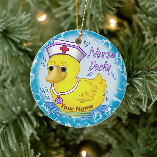 Ducky cute nurse  ceramic ornament (Tree)