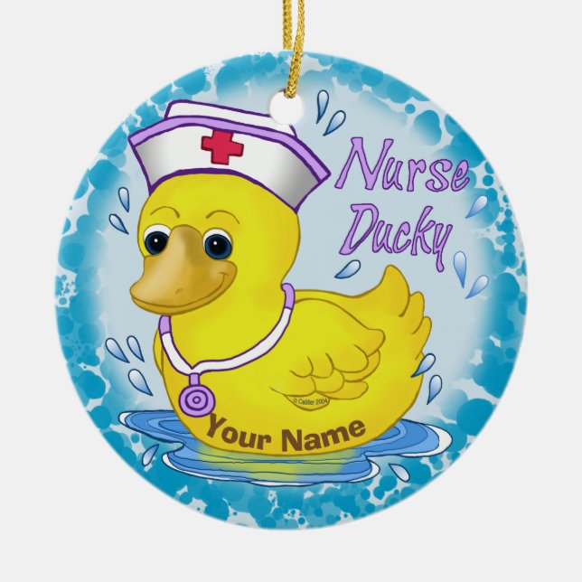 Ducky cute nurse  ceramic ornament (Front)