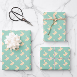 Ducky Duck Diagonal Decorator Lt Teal Wrapping Paper Sheets