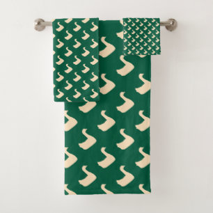 Ducky Duck Diagonal Dk Green     Bath Towel Set