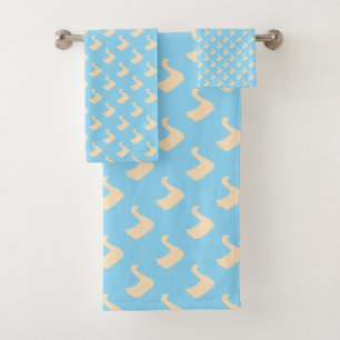 Ducky Duck Diagonal Kids Lt Blue Bath Towel Set
