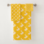 Ducky Duck Diagonal Kids Yellow  Bath Towel Set